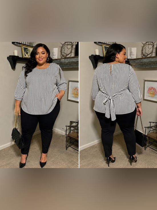 Apt. 9 Tops - Apt. 9 Black & White Striped Tie-Back Blouse